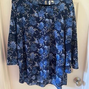 Cato 14/16 Floral Blue Women's Top with CUTE sleeves